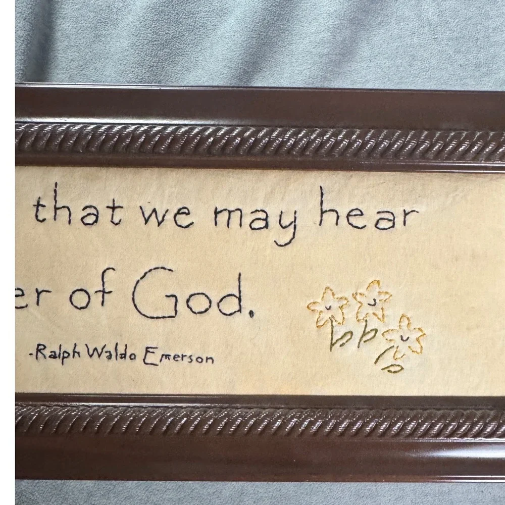 Ralph Waldo Emerson Quote Embroidered Wall Art Framed Religious Decor 22x7.5